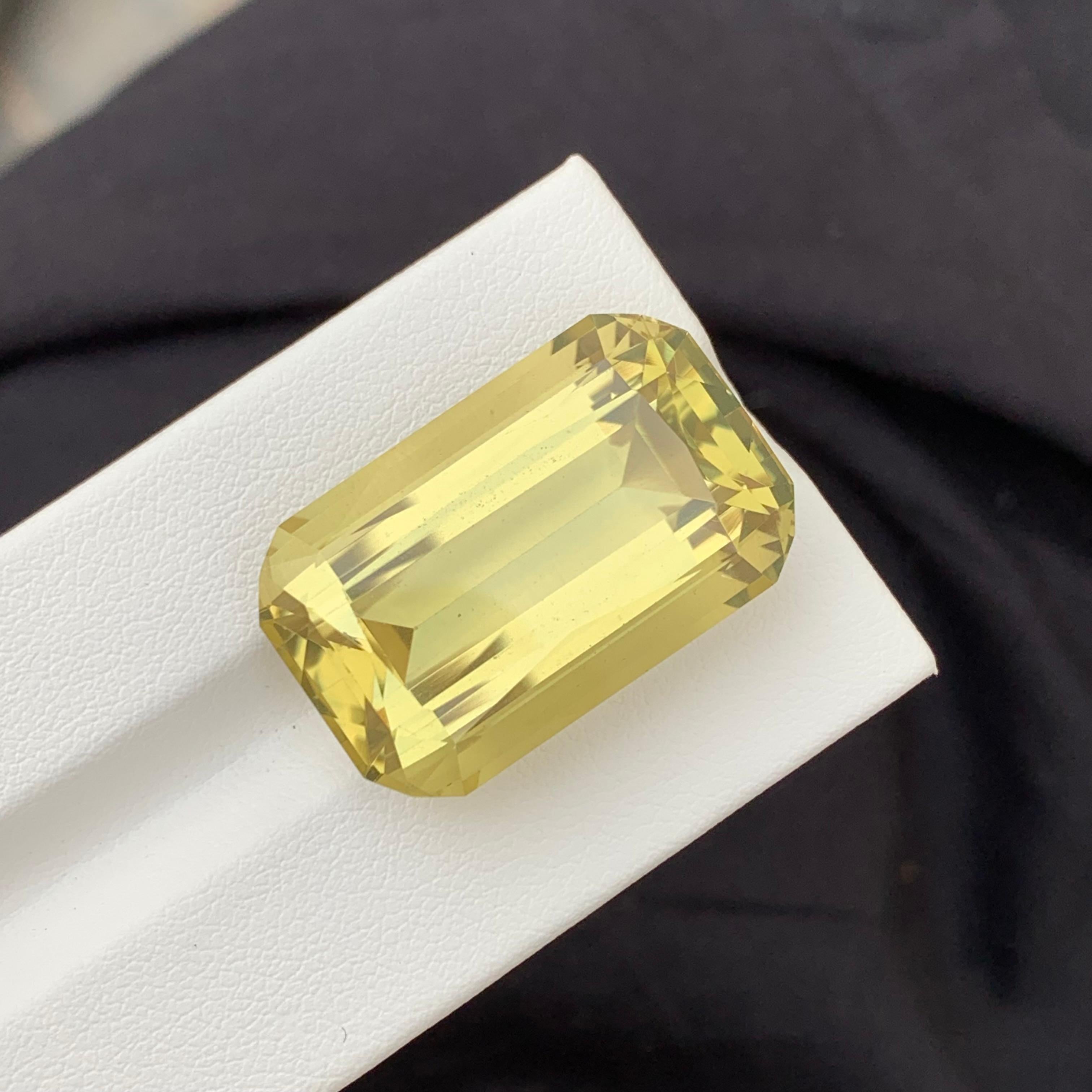 Women's or Men's 41.85 Carats Natural Loose Emerald Shape Lemon Quartz Citrine For Necklace  For Sale