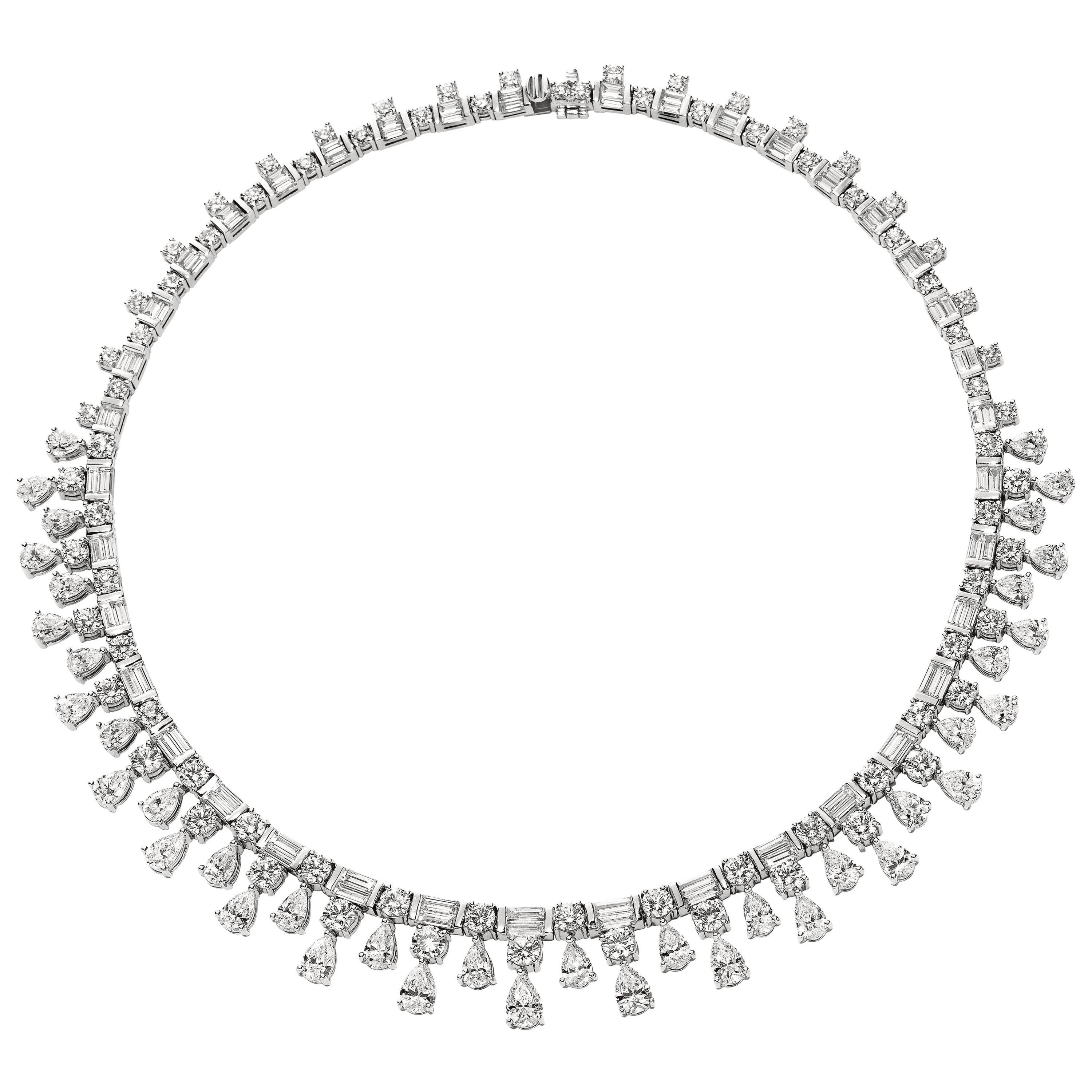 Roman Malakov 36,28 Karat Diamant-Halskette aus Platin mit gemischtem Schliff (Zeitgenössisch) im Angebot