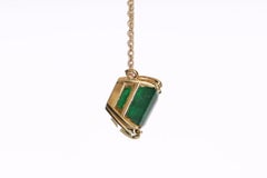 4.18ct 14K Emerald Solitaire Necklace, Emerald Cut Gold Necklace
