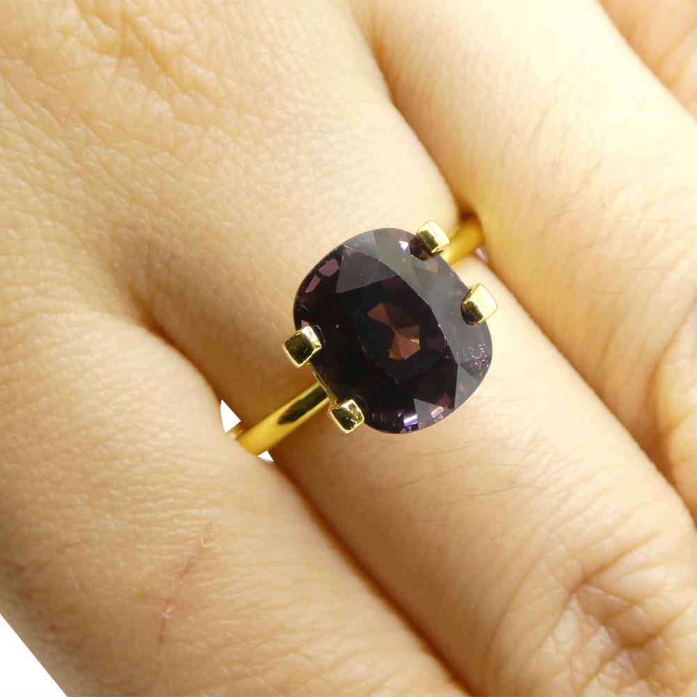 Taglio brillante 4.18ct Spinello viola rettangolare a cuscino dalla Birmania in vendita