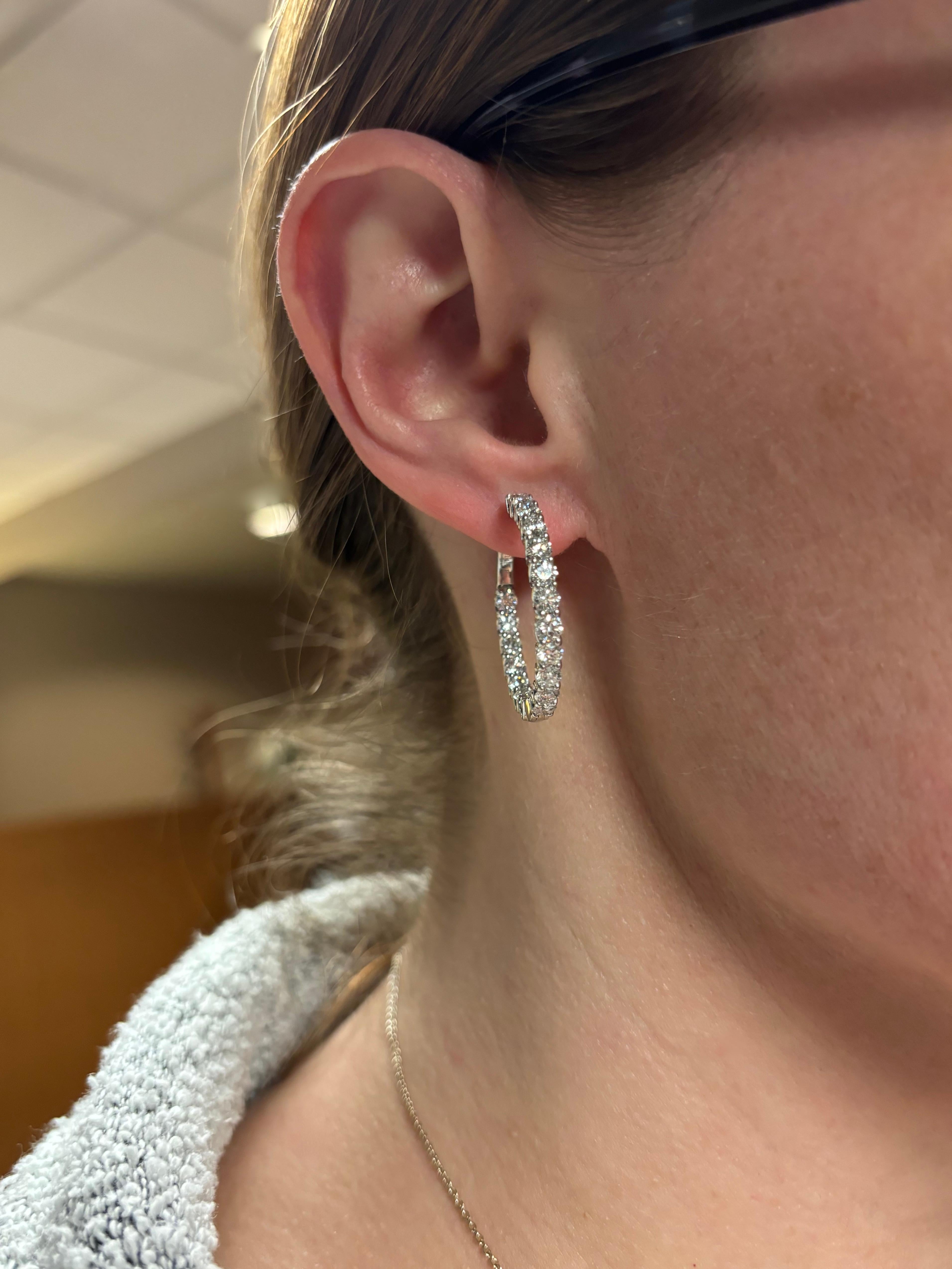 Women's 4.18CTW Inside Out Diamond Hoop Earrings in 14k White Gold 