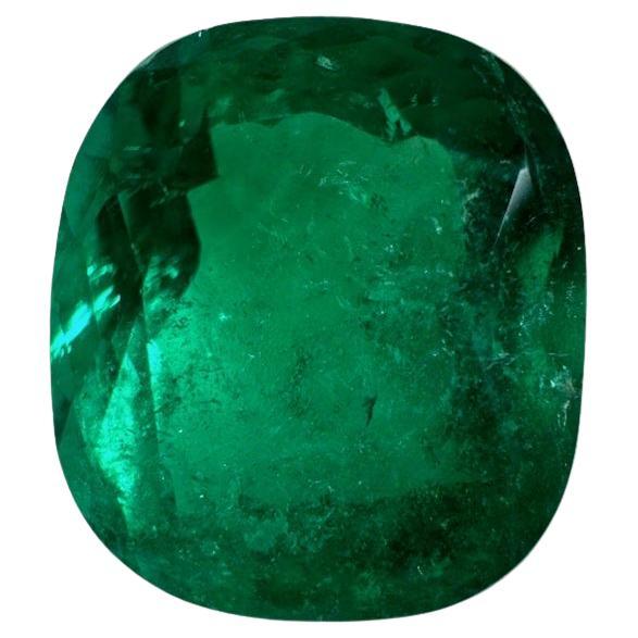 4.19 Carat 11x10 Vivid Muzo Green Colombian Emerald - Rounded Cushion Cut Gem