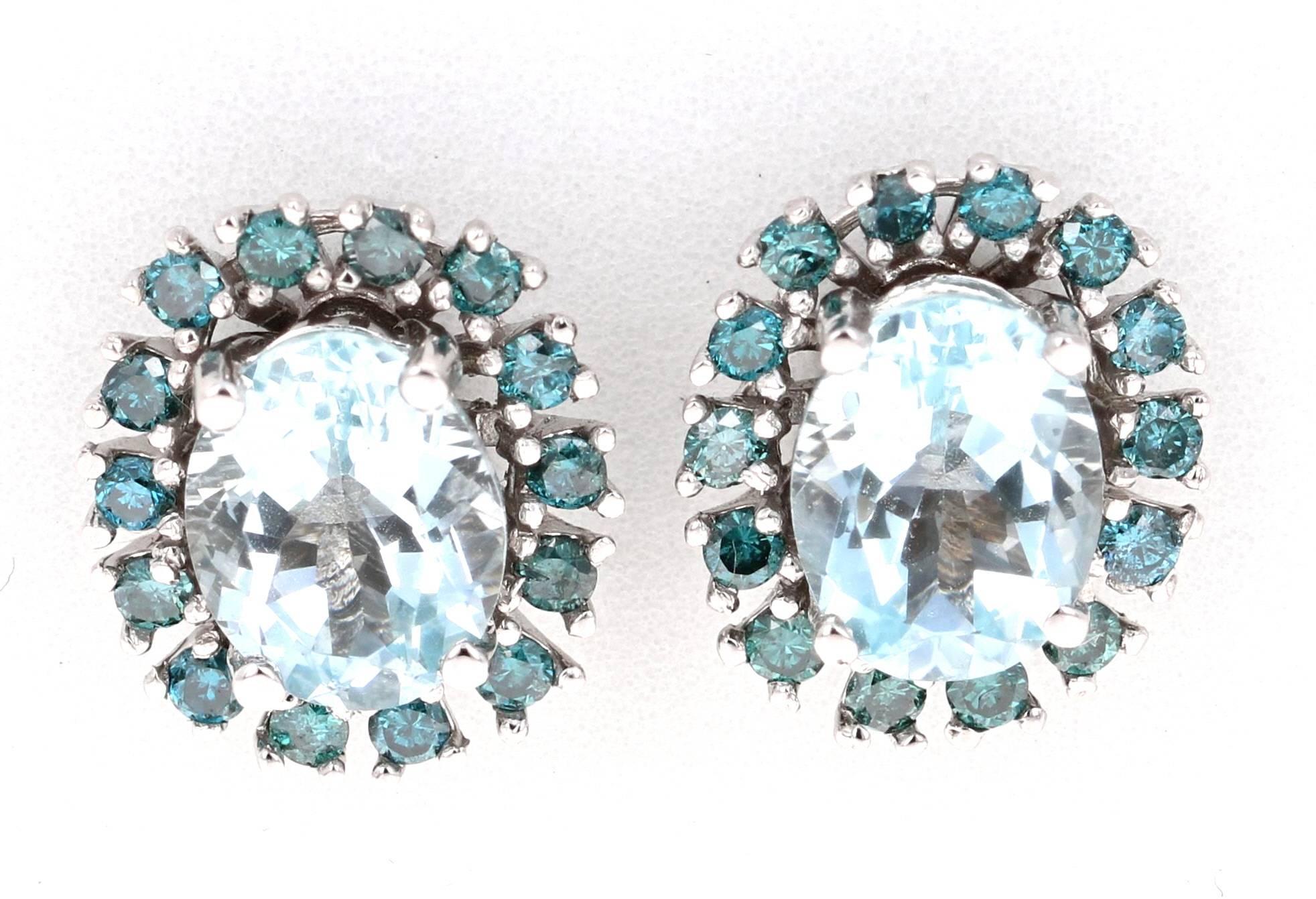 blue diamond earring studs
