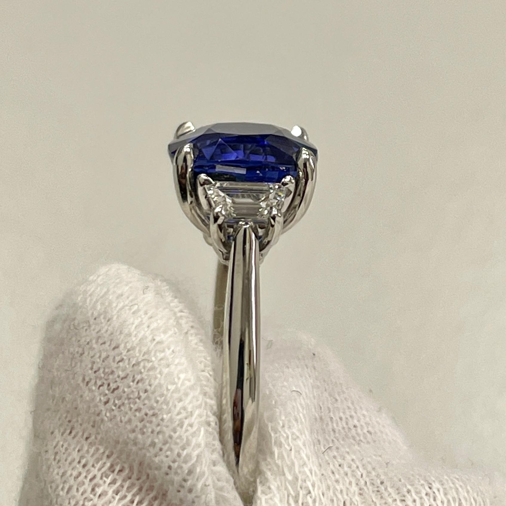 4.19 Carat Cushion Sapphire & Diamond White Gold Ring In New Condition For Sale In New York, NY