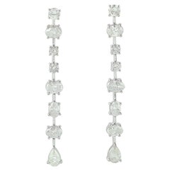 4.19 Carat Diamond 18 Karat Linear White Gold Earrings