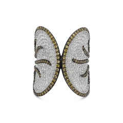 4,19 Karat Runder Brillant Fancy Color & Weißer Diamant Breiter Fashion Ring