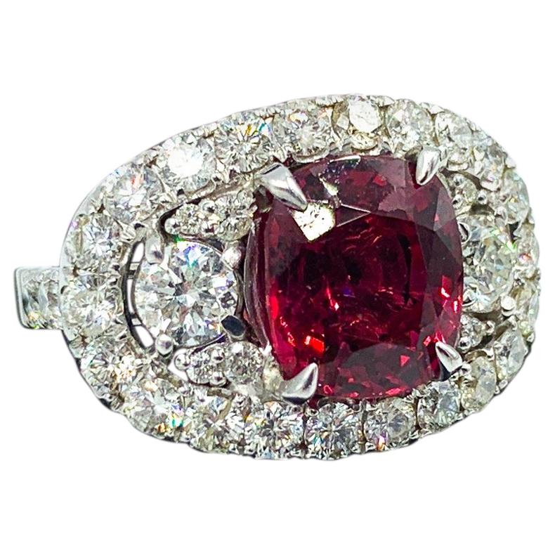 4.19 Carat Raspberry Red Spinel Ring