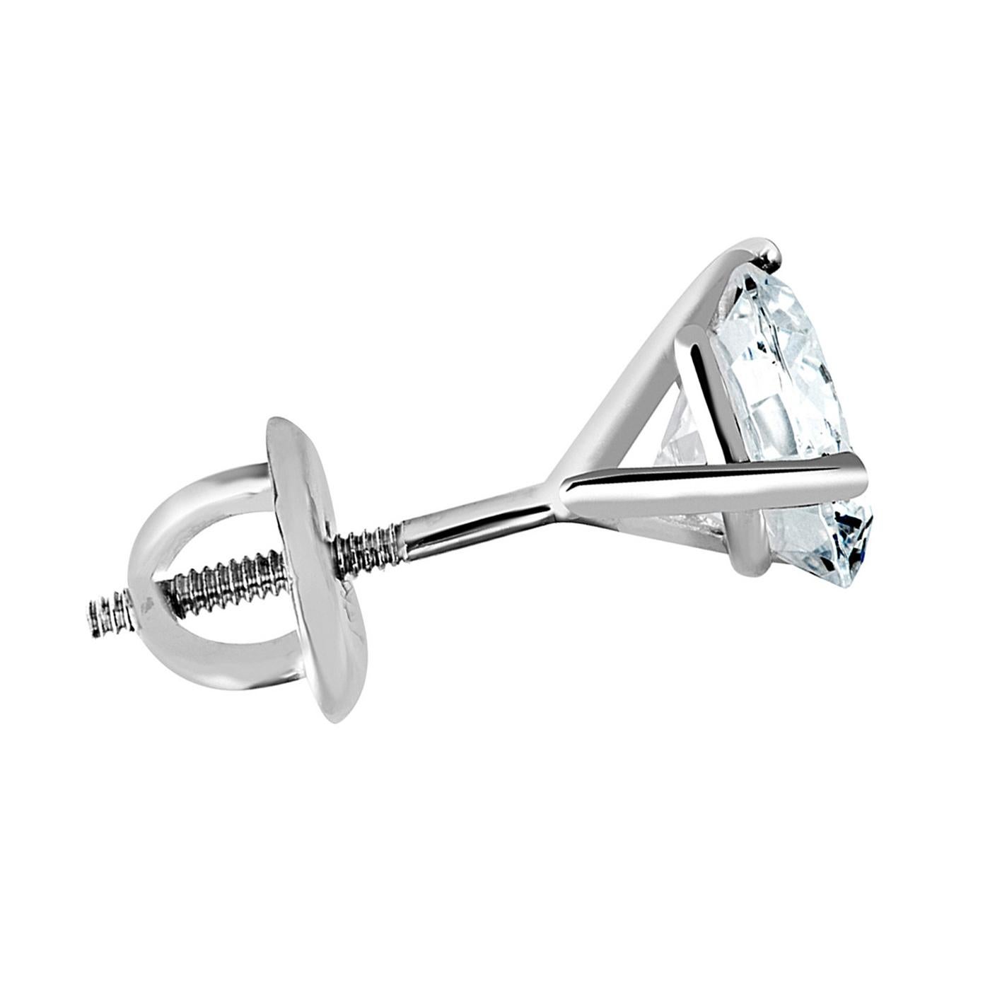 Taglio rotondo Orecchini con diamante rotondo naturale GIA 4,19ct Martini a 3 punte H. H. I+I VS2 in oro 14 carati in vendita