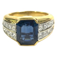 4.19 Carat Sapphire and Princess Cut Statement Ring