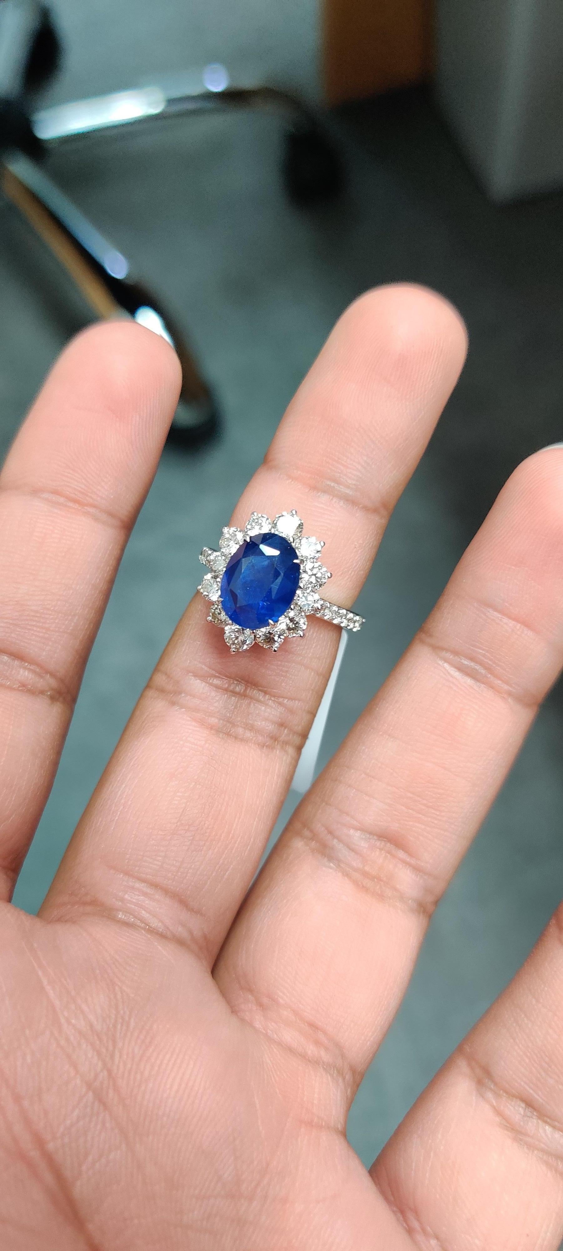 4.19 Carat Sapphire Diamond Cocktail Ring For Sale 4