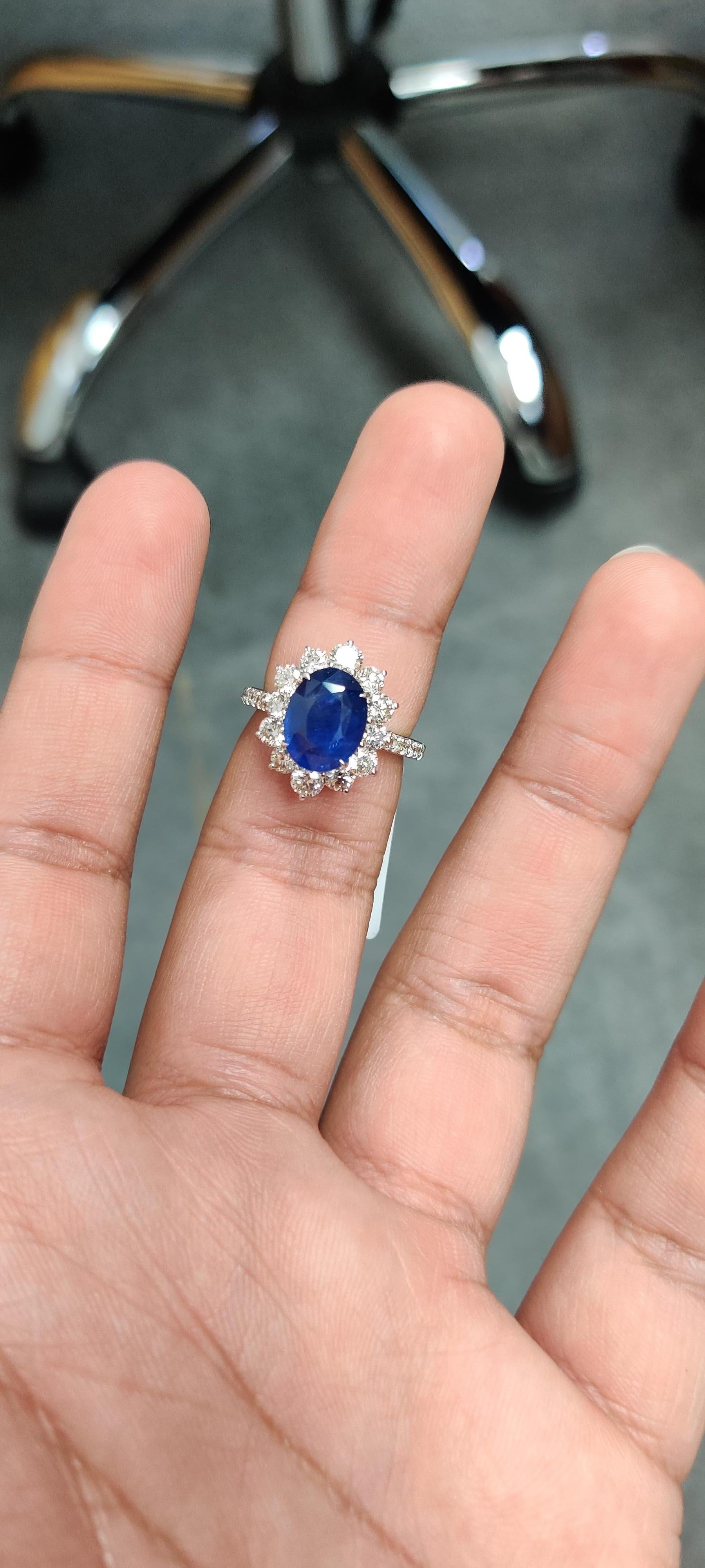 Art Deco 4.19 Carat Sapphire Diamond Cocktail Ring For Sale
