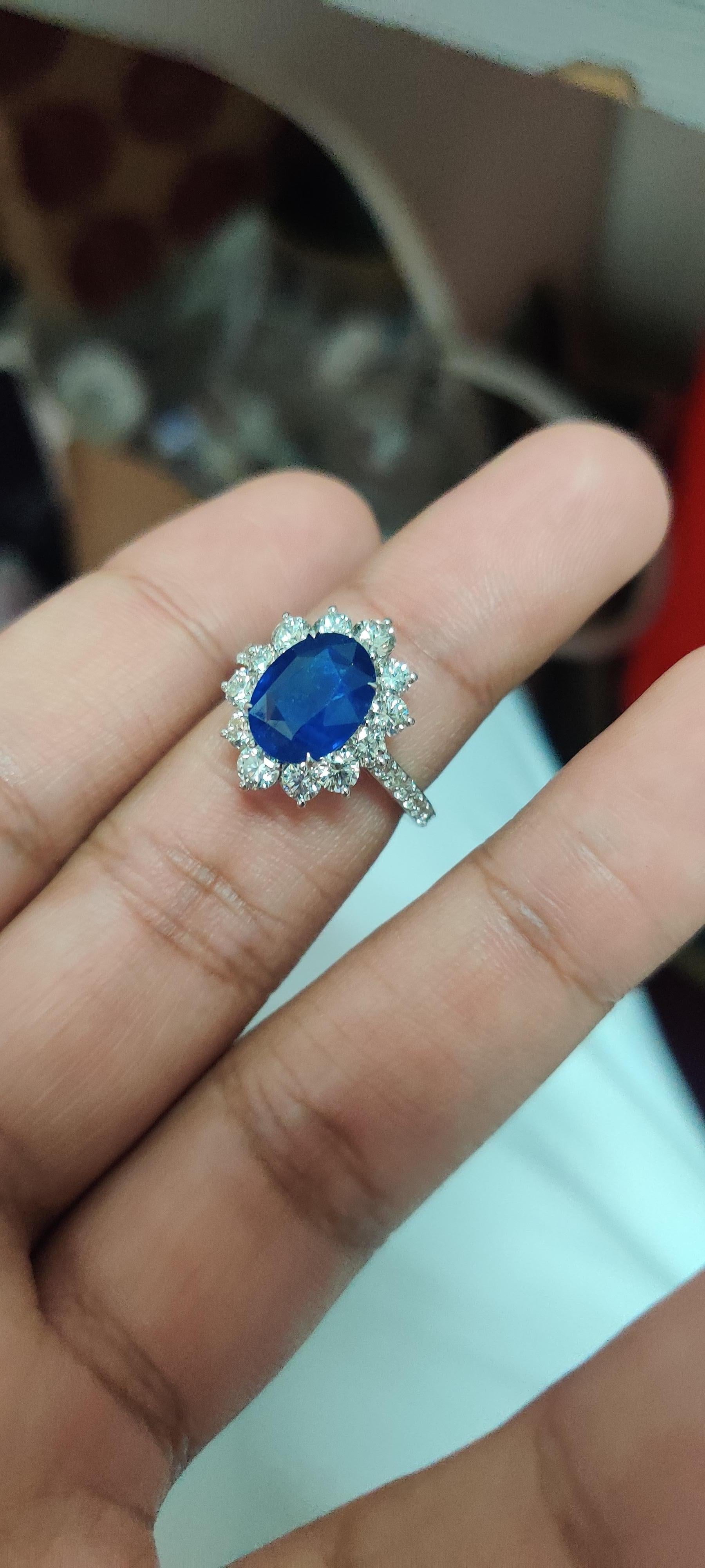 4.19 Carat Sapphire Diamond Cocktail Ring For Sale 1