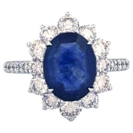 4.19 Carat Sapphire Diamond Cocktail Ring For Sale
