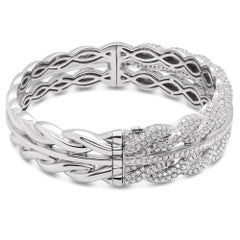 4.19 carats White Diamond F Color Vs Clarity 18K Waves Of Ocean Bangle