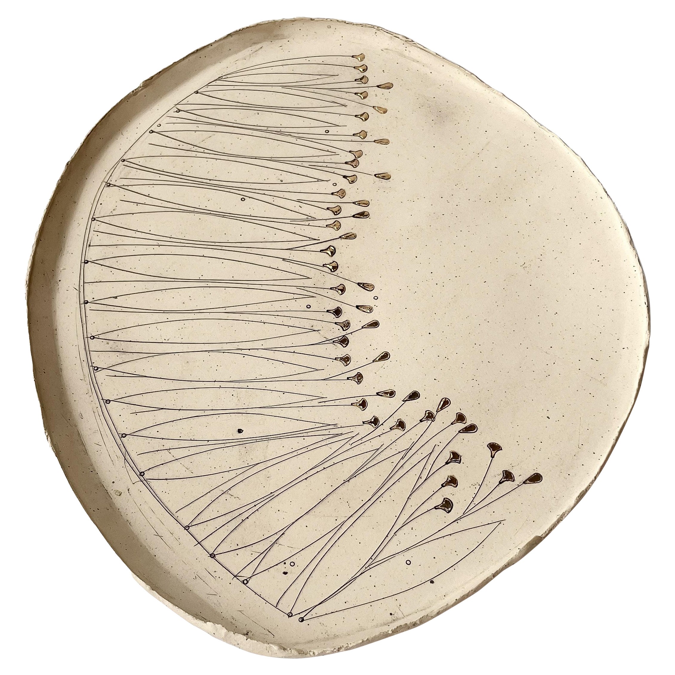 419-G Hand Crafted Golden Promise Fronds Tray- 22kt Gold Detail by Helen Prior