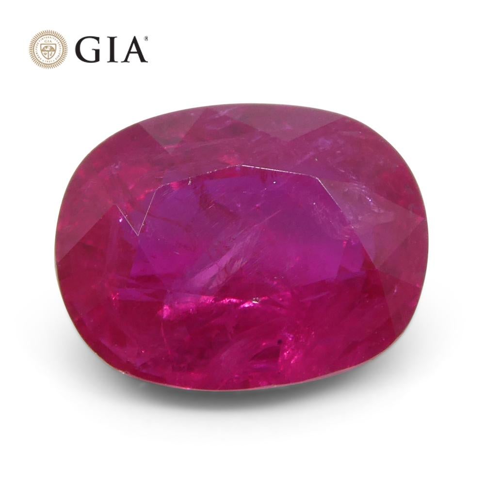Women's or Men's 4.19ct Cushion Vivid Red Ruby GIA Certified Mozambique   For Sale