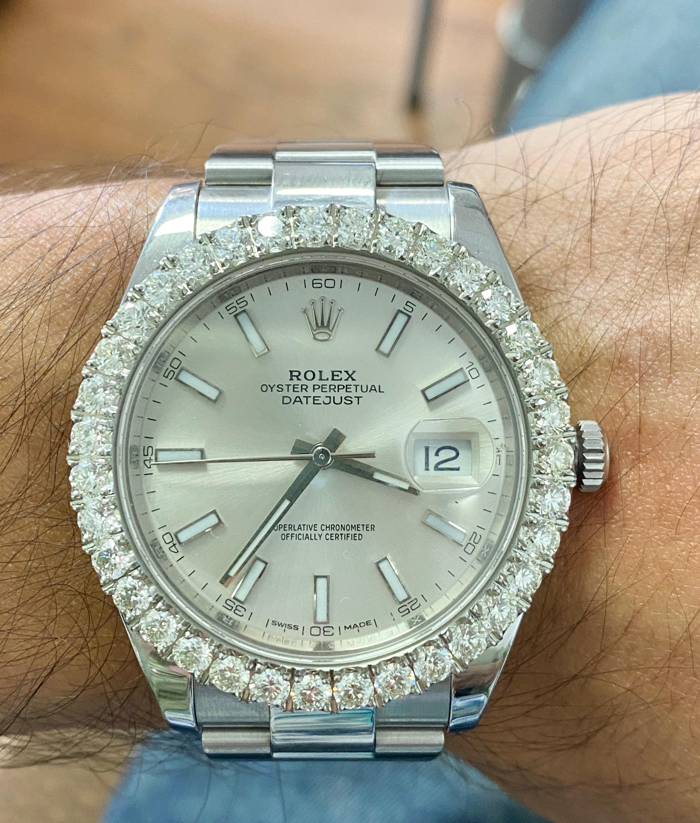 Rolex Diamond Bezel Stainless Steel In New Condition For Sale In Miami, FL