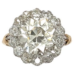 4.1t Carat Old European Art Deco Revival Diamond Platinum Ring