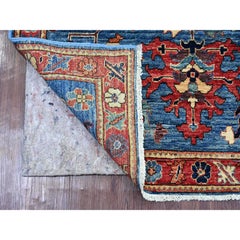 Tapis de course en laine nouée à la main 4'1 "x10' Blue Heriz All Over Design Aryana Grade