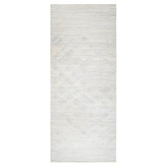 4'1 "x10'1" Tapis de course large en laine naturelle non teintée, nouée à la main, ivoire, The Moderns