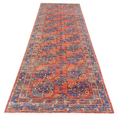 4'1"x11'3" Red Extra Soft Wool Hand Knotted Afghan Ersari Wide Runner Rug