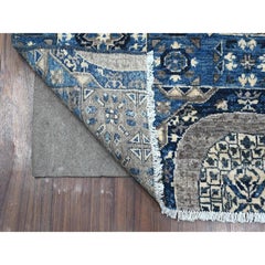 4'1"x11'6" Blue Aryana Collection Mamluk Design Wide Runner Oriental Rug