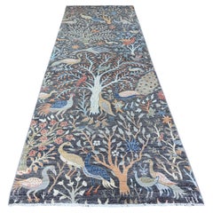 4'1"x12' Jet Black, Organic Wool, Afghan Peshawar Hand Knotted, Wide Runner Rug