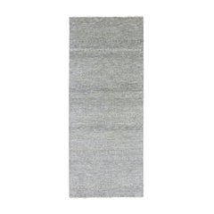 4'1 "x12'1" Gris métallisé Grass Design/One Laine non teintée Tapis de course large noué à la main