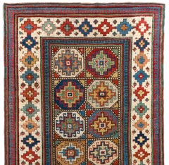 Antique One-of-a-Kind Caucasian Moghan Kazak Runner Rug, circa 1850