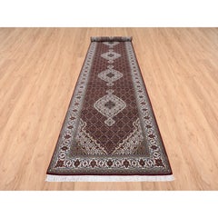4'1"x16' Burnt Red Tabriz Mahi Wool Hand Knotted Wide XL Runner Rug
