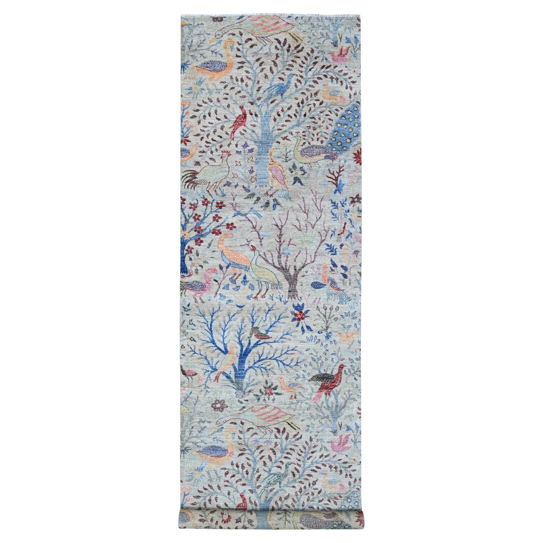 4
1 "x16
Gray Birds Paradise Peshawar Handgeknüpfter breiter Läufer Orientteppich