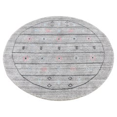 4
1"x4
1" Gray Wool and Silk Hand Loomed Gabbeh Round Oriental Rug 4
1"x4
1" Gray Wool and Silk Hand Loomed Gabbeh Round Oriental Rug