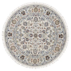 4
1 "x4
1" Elfenbein Nain All Over Design Wolle
Seide Hand geknüpft Runde Orientteppich