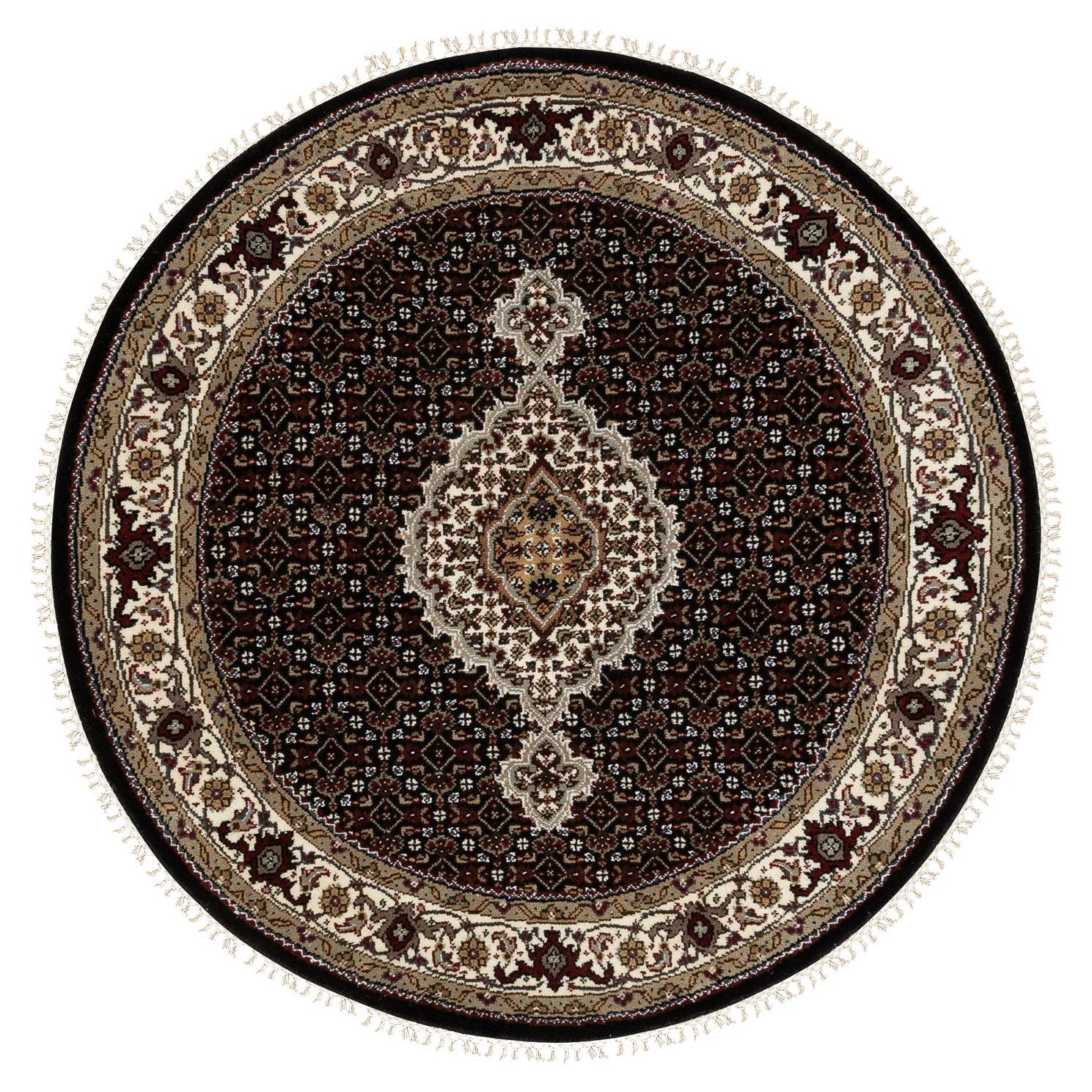 Tappeto Tabriz Mahi 250 KPSI in lana annodato a mano 4'1 "x4'1" Rich Black Tabriz Mahi 250 KPSI