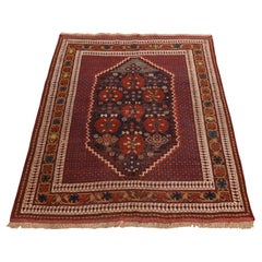 4'1"x5' Blue Antique Persian Afshar Clean Wool Hand Knotted Squarish Rug