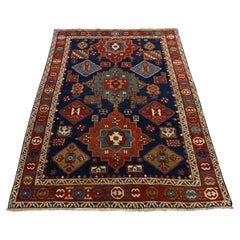 4'1 "x5'10" Antico tappeto North West Persian Yale Blue 100% Lana annodato a mano del 1900