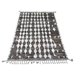 4
1 "x5
6" Marrone Moroccan Weave Geometric Pattern Soft Wool Hand Knots Rugs