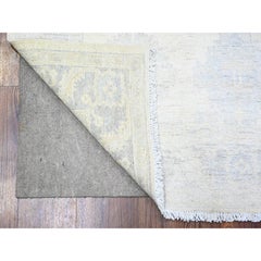 4'1"x5'8" Ivory White Wash Peshawar with Faded Colors Wool Hand Knotted Rug