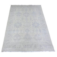 4'1"x5'8" Ivory White Wash Peshawar with Faded Colors Wool Hand Knotted Rug