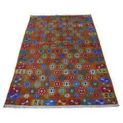 4
1 "x5
9" Brown Tribal Design Colorful Afghan Baluch Hand Knotsted Pure Wool Rugs