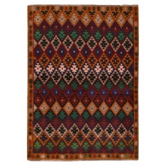 4'1"x5'9" Red Colorful Afghan Baluch with Tribal Design Hand Knotted Wool Rug