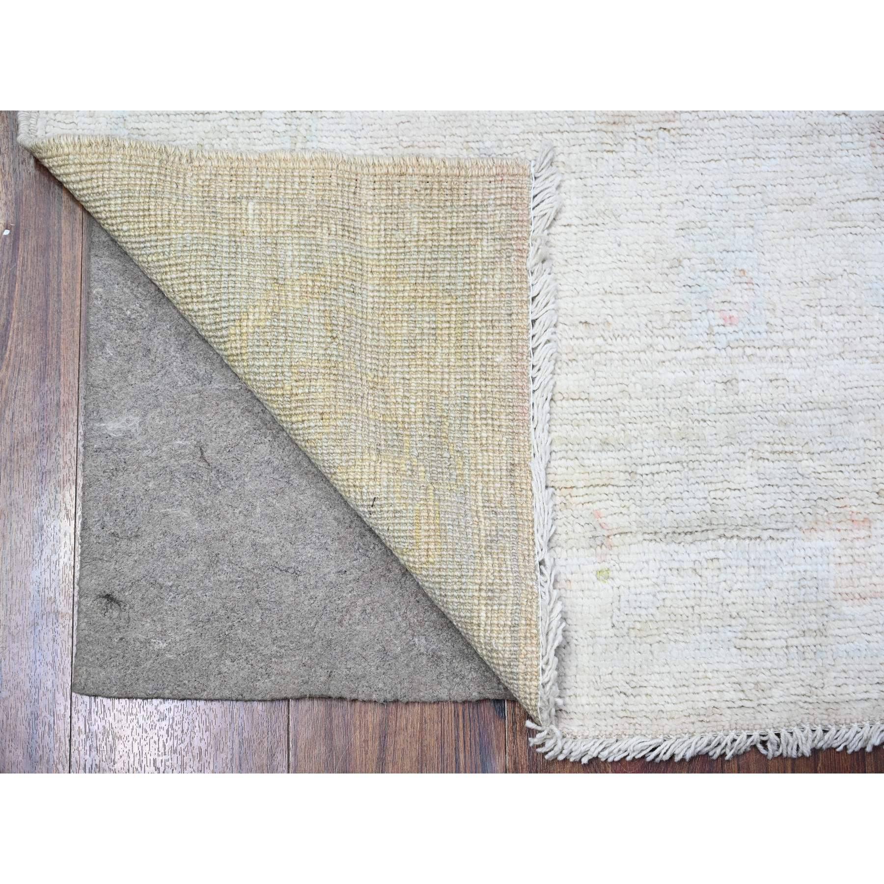 This is a truly genuine one-of-a-kind Afghan Angora Oushak, Hand Knotted, Pure Wool, Oriental Rug. It has been Knotted for months and months in the centuries-old weaving craftsmanship techniques by expert artisans.
Primary materials: Wool
Latex: No