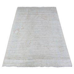 4'1"x5'9" Stargazer Gray Angora Oushak Soft Colors Vibrant Wool Hand Knotted Rug