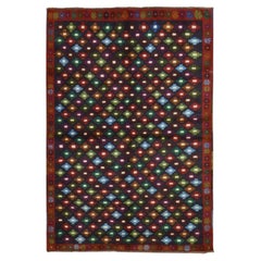 Alfombra baluchi afgana negra de 4'1" x 6', con diseño geométrico, tejida a mano con lana pura