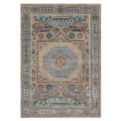 4
1"x6
Brown Wool and Silk Mamluk Design with Star Medallion Hand Knotted Rug