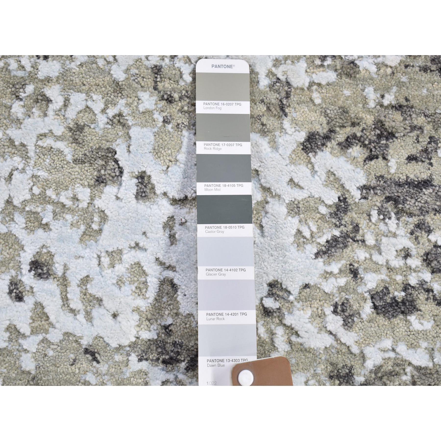 Moderne Tapis à armure dense en laine et soie, 4'1 