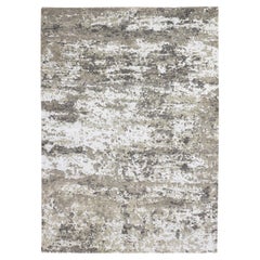 Tappeto 4'1 "x6' grigio a nodo persiano con disegno astratto in lana e seta a trama densa