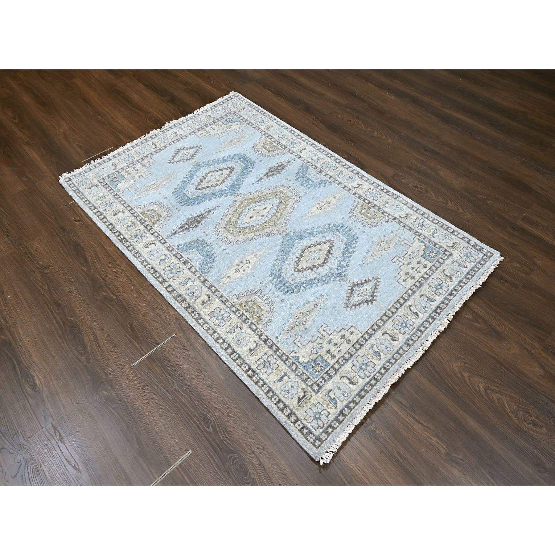 Cloud Gray, Persian Village Inspired Geometric Elements Design, Pure Wool, Natural Dyes, Denser Weave, Hand Knotted, Oriental Rug
Primary materials: Wool
Latex: No Pile 
height: 0.25 Inches
Style: Traditional
Primary color: Grey
Secondary colors: