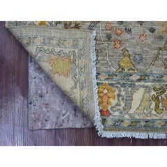 4'1"x6' Gray Peshawar with Bijar Garus Design Hand Knotted Wool Oriental Rug