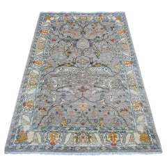 4'1"x6' Gray Peshawar with Bijar Garus Design Hand Knotted Wool Oriental Rug